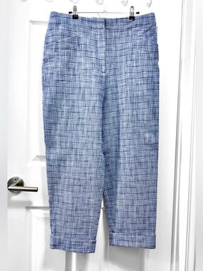 Club Monaco Light Blue Cotton-Blend High Rise Tweed Dress Pants - Like New